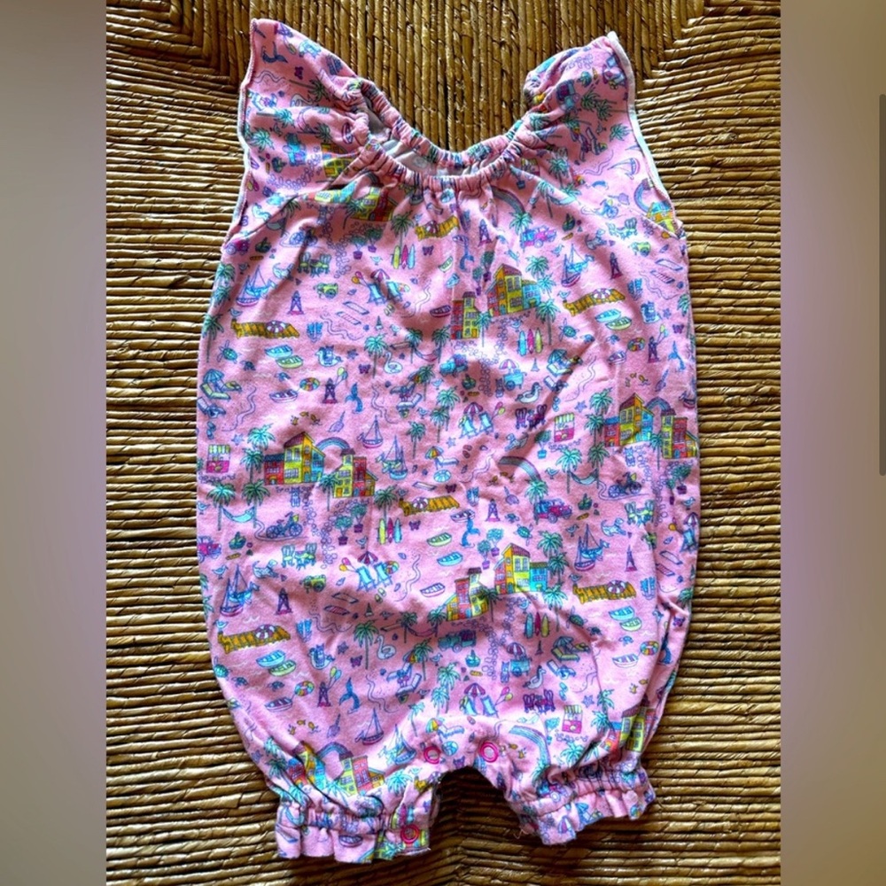 Pink Patterned Baby Romper, 3-6 M